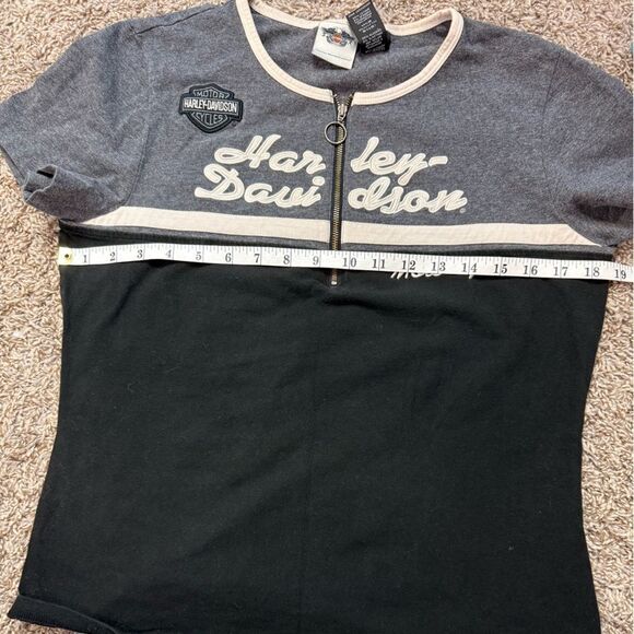 Harley-Davidson Women's Black and Gray Top With Embroidered Letters - Picture 4 of 6